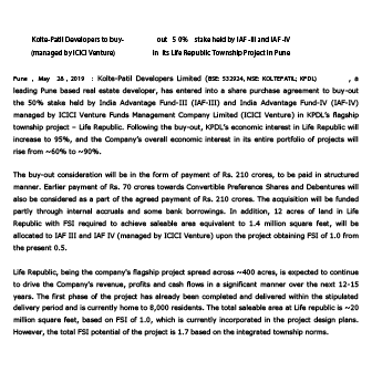 ICICI buy out - Life Republic